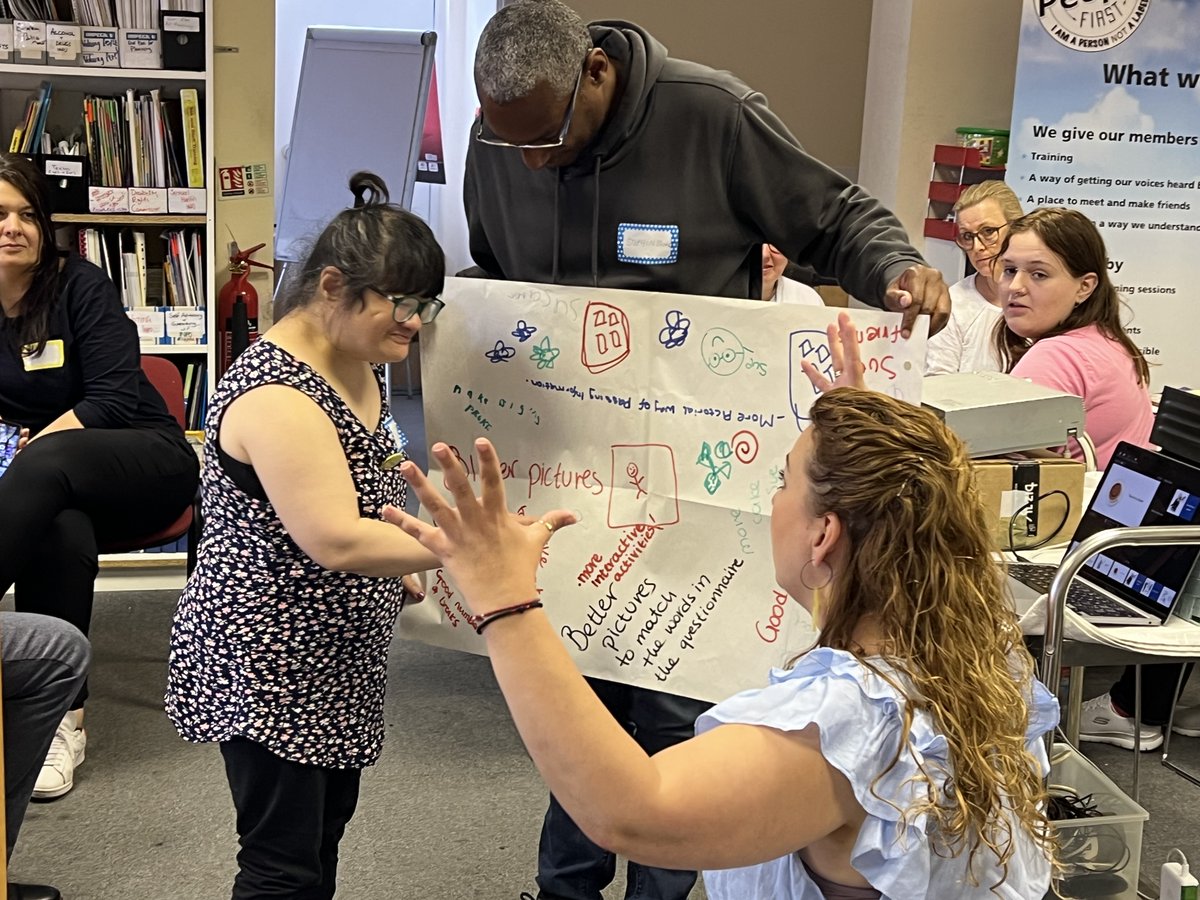 firstmcr's tweet photo. Great session yesterday with our groups members, @theshawcentre and @LJMU 

We were talking about making a really good questionnaire about #OurDigitalHealth 
and how learning disabled people will take part and get their voices heard

Join Us and Join In 

#BetterTogether https://t.co/gsjIj6sqKX