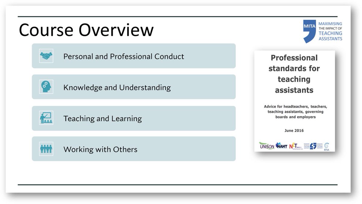 Maximising the Impact of Teaching Assistants (@mitaproject) on Twitter photo Our new TA induction series is on its way!
4 online sessions covering:
🧑💼Personal & professional conduct
📚Knowledge & understanding
📝Teaching & learning
🧑🧒🧒Working with others
To subscribe to this & our training video archive, email enquiries@maximisingtas.co.uk Our new TA induction series is on its way!
4 online sessions covering:
🧑💼Personal & professional conduct
📚Knowledge & understanding
📝Teaching & learning
🧑🧒🧒Working with others
To subscribe to this & our training video archive, email enquiries@maximisingtas.co.uk
