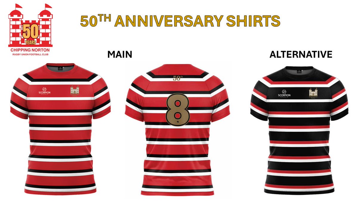 50th Anniversary Shirt Designs Unveiled!

We hope you love them as much as we do and to get your company or organisation logo on to the final version as a shirt sponsor see:
chippingnorton.rfu.club/information/sp…