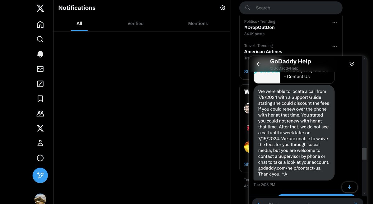 JetSetTrader's tweet photo. @GoDaddy @GoDaddyHelp is just ridiculously awful &amp; cant trust. Support lies &amp; contradict what other support &amp; supervisors say. Have called 7x in the last 2 weeks average call 1 hour+ then I get muted &amp; no response. Because they contradict and deny what is said on recorded calls. https://t.co/2iNcEW4GmZ