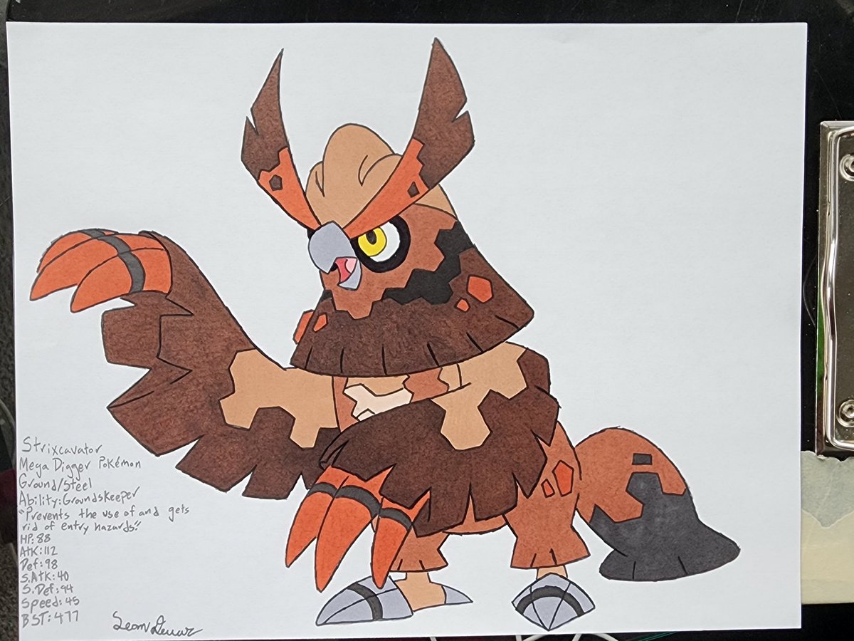 FalcoSean's tweet photo. For this week's #FakemonFriday, we're still in Oridel to meet Digxtrix and Strixcavator. Hope you like them
#Pokemon #PokemonArt #Fakemon #FakemonArt #GroundTypePokemon #FlyingTypePokemon #SteelTypePokemon https://t.co/ynp8cDBTch