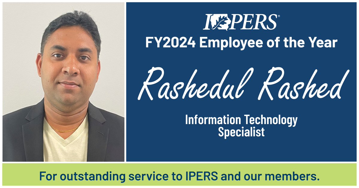 Congratulations and thank you to IPERS' FY2024 Employee of the Year, Rashedul Rashed. 👏