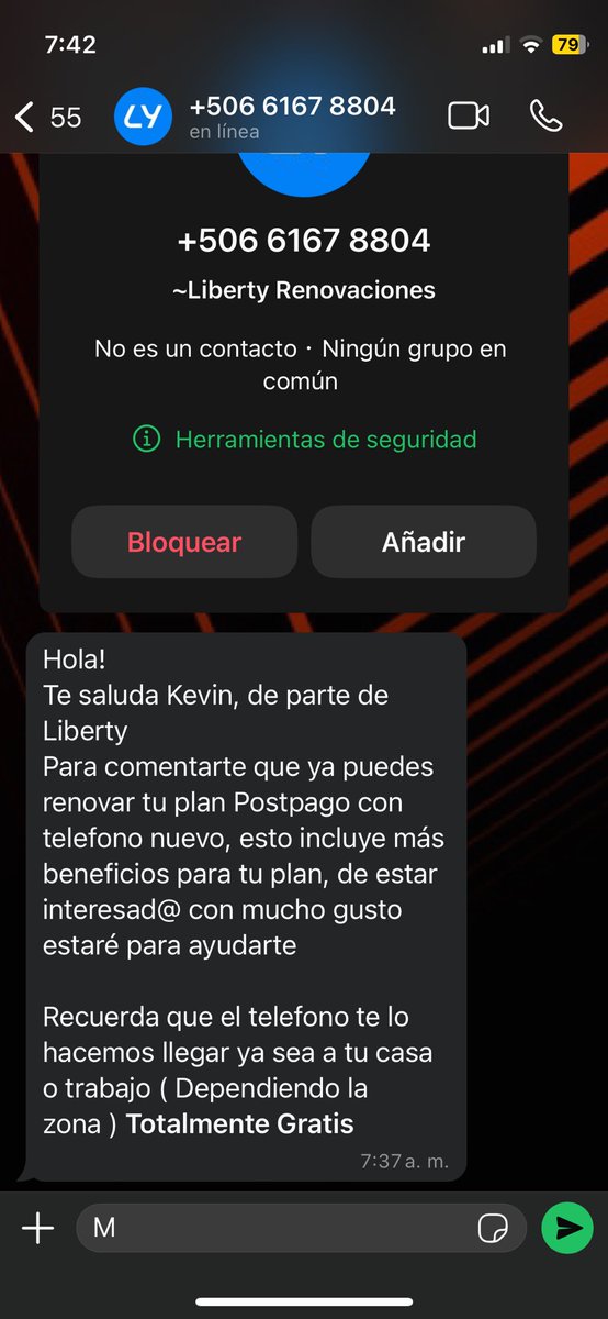 JohanRojOrt's tweet photo. Hace unos meses le pedí a @liberty_cr que quitara mi número telefónico de sus base de datos para no recibir mensajes spam, lo cual dijeron que habían hecho…
Hoy vuelvo recibir estos mensajes, ¿entonces?
Estoy a 🤏🏽 de pedir asesoría legal para ver si entienden de otra manera 🤷🏽‍♂️ https://t.co/qM2GIQaMN7