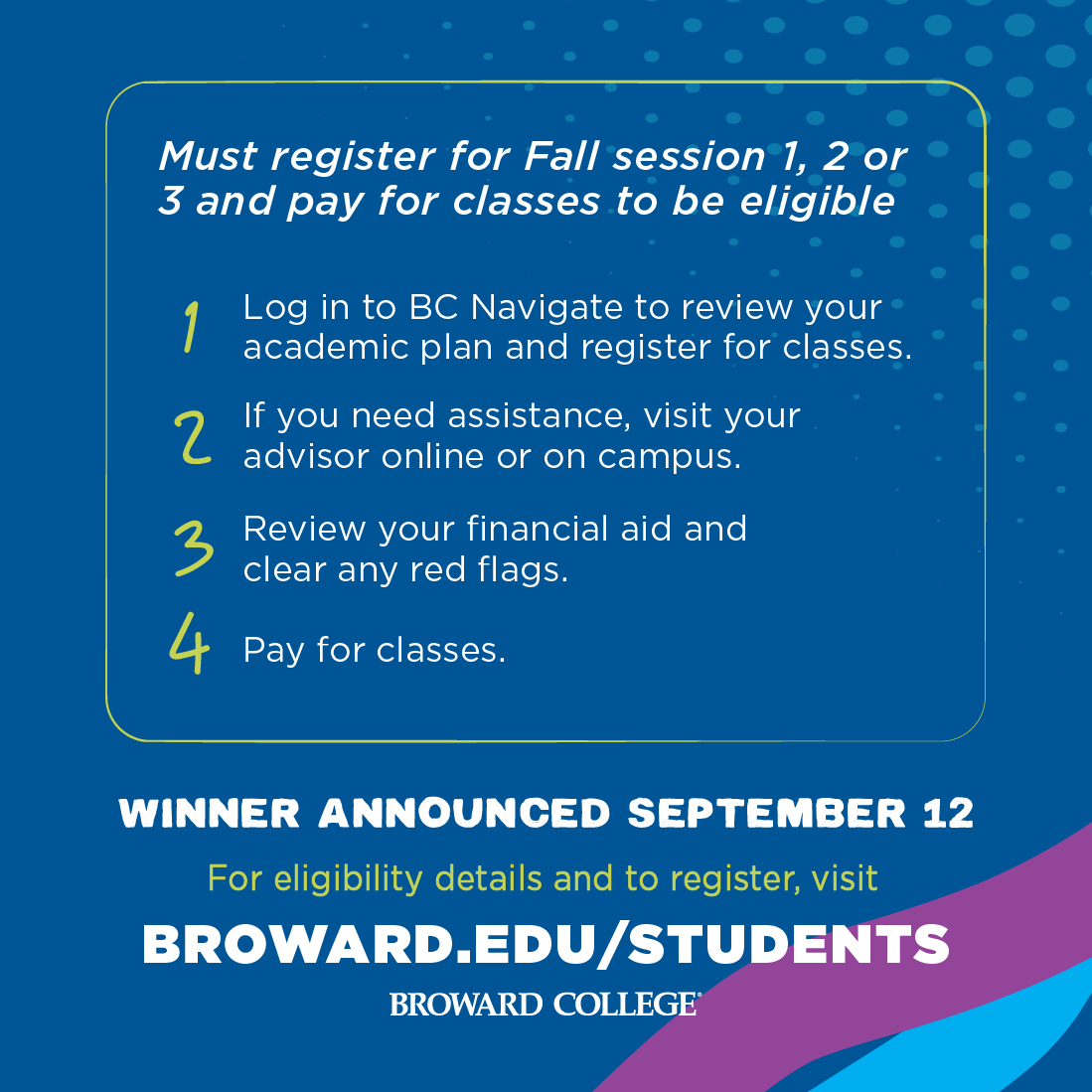 Calling all current and future Seahawks! If you enroll for the Fall 2024 semester before August 1st, you could be one of the lucky winners to score $1,000! 💰🎉 Don't let the chance slip away - visit broward.edu/students/ and lock in your classes today!
