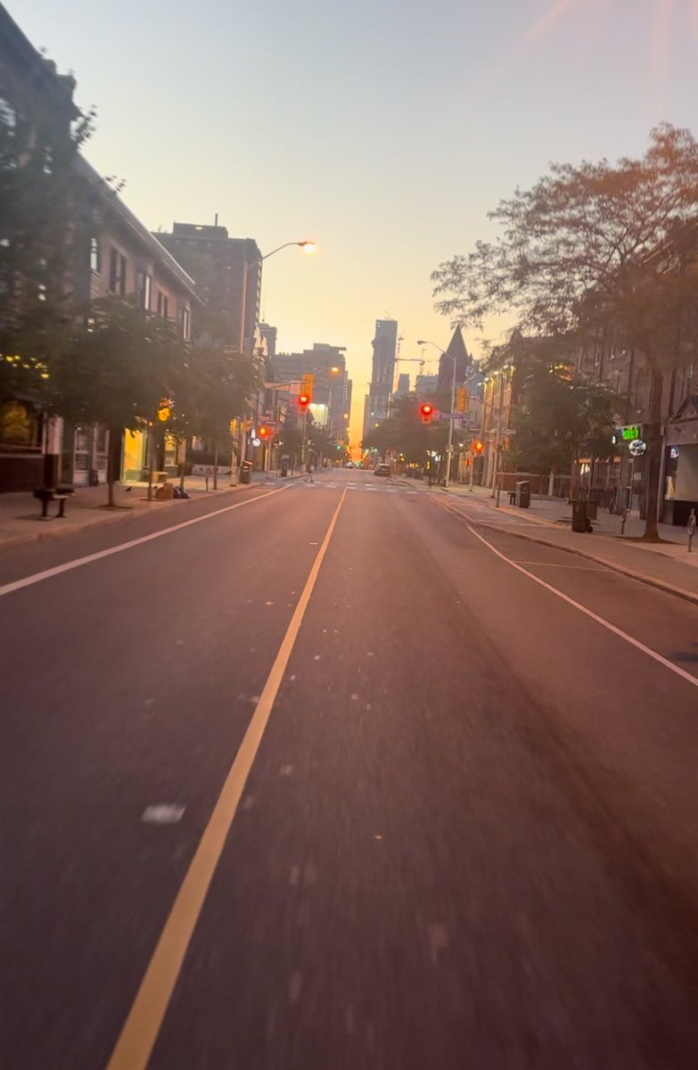 JShamess's tweet photo. I’m going to get hate mail for this post. 

But this is me cycling on Bloor at 6am. 

It took me 9 minutes to get from Dundas & Bloor to Yonge Street by bike (yes faster than average). 

I hate the congestion, and I’m always driving since I need my car to get to meetings in the 905 areas. 

But travelling by bike in the city is the only response right now.