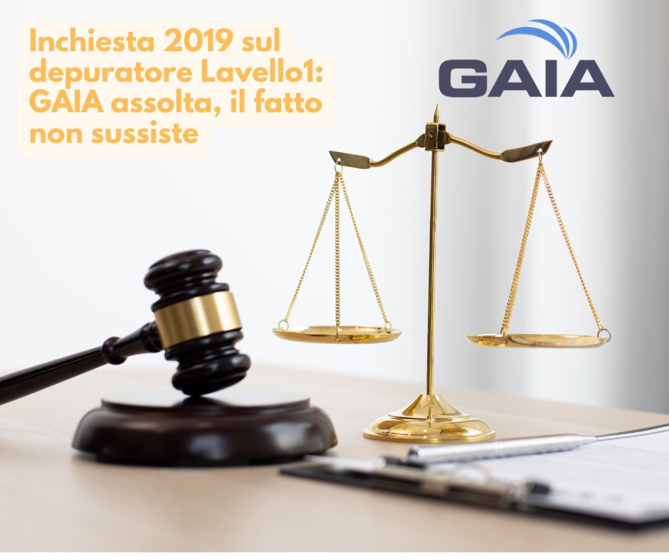 GAIA_acqua's tweet photo. Il fatto non sussiste: è quanto disposto dal Tribunale di Massa riguardo l'inchiesta del 2019 sull'impianto Lavello 1. Già all'epoca dei fatti, GAIA rigettò subito le accuse di supposto inquinamento, pur mantenendo piena collaborazione alle indagini.
#gaiaspa #depurazione https://t.co/xXAsNoUd0D