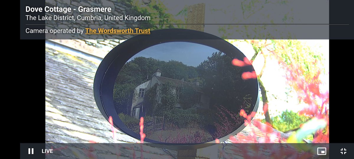 Many places in the Lake District have a webcam — but we'd say ours is the most unique!

'here/Should be my home', by Canadian artist Alex McKay, creates a view of Dove Cottage as reflected in his hand-made Claude mirror.

View the webcam and find out more: wordsworth.org.uk/webcam/