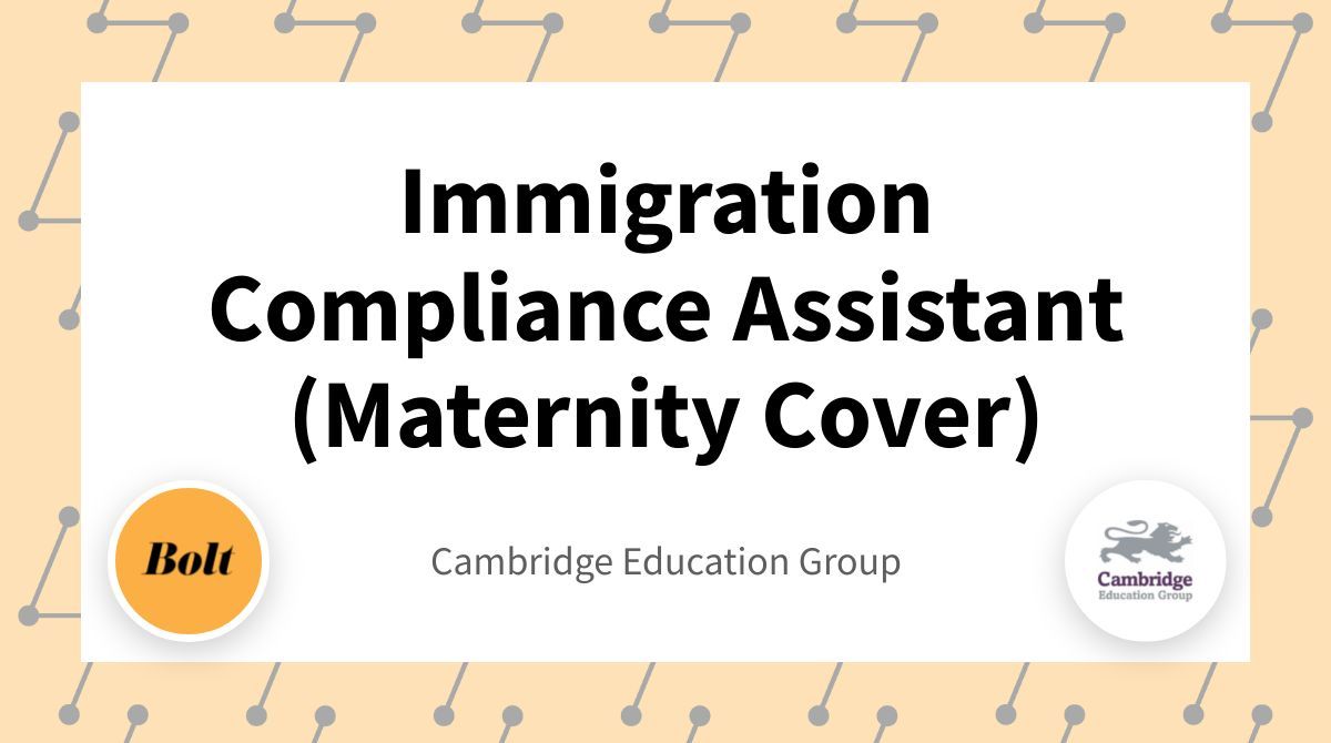 Now hiring! Immigration Compliance Assistant (Maternity Cover) at Cambridge Education Group - 📍Cambridgeshire  - Apply on our website or browse through 1,000s of FE, Skills &amp; Learning jobs hiring right now 🙌buff.ly/46a8FGU
