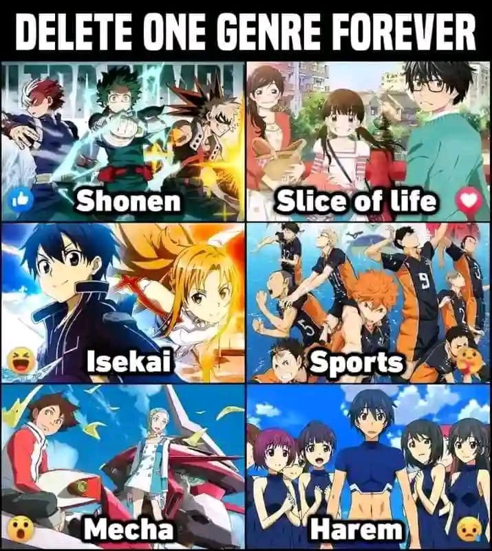 ichigo10000001's tweet photo. Which anime genre would you delete for ever⁉️ https://t.co/Uc7b39DOP6