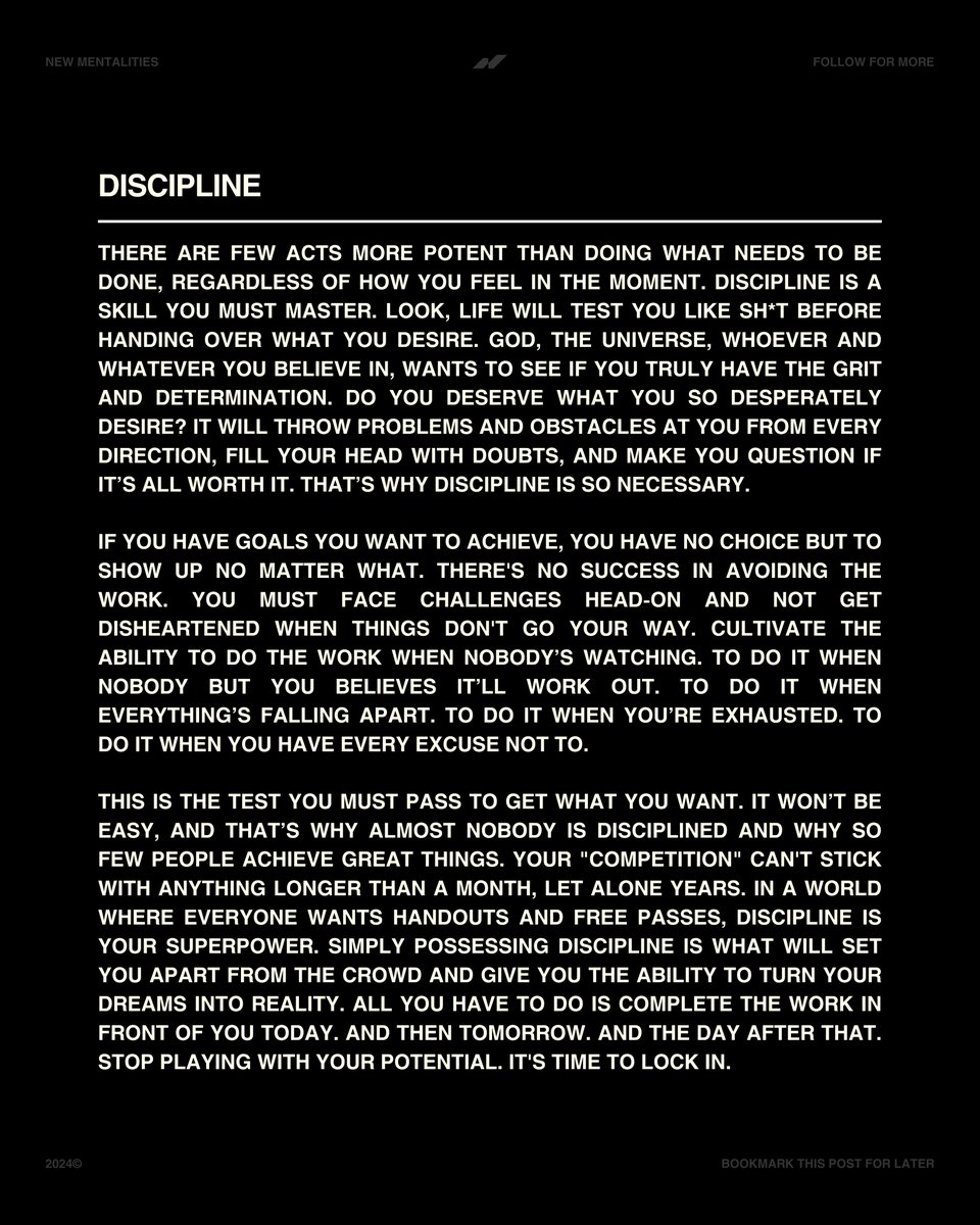 The importance of discipline.