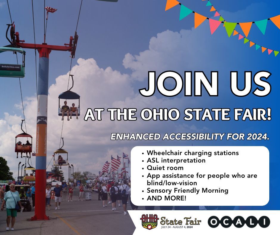 OCALIofficial's tweet photo. OCALI is a proud partner of the Ohio State Fair and is excited to share all of the new ways this year's event will be more accessible to everyone. Check out Sensory Friendly Morning on July 25, too! Read on for more details about accessibility:
 
https://t.co/ICRNVYYV9O https://t.co/fyQyjat4pZ