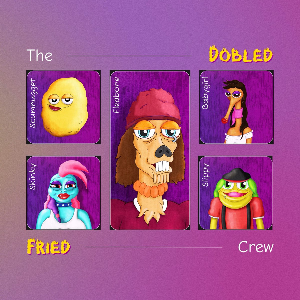 DobleFried's tweet photo. Oh, you didn't know?

These Doble Fried degens are Matt Furie's true masterpiece from a long-forgotten cartoon pilot.

Bonefied weirdos thru &amp; thru, their twisted world is even more twisted than yours.

Expect to see a lot more of them around here.

#Ethereum  #MattFurie   $PEPE https://t.co/zTm2nDj5EL