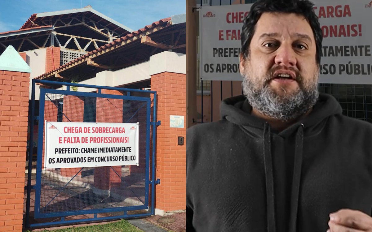 Sintrasem's tweet photo. O secretário de educação de #Florianopolis, Eduardo Gutierres, determinou a retirada das faixas penduradas pelo #Sintrasem para cobrar o chamamento dos aprovados em concurso. Trata-se de uma censura política inaceitável que não vamos aceitar. Entenda: https://t.co/QyMlE3B3CL https://t.co/xA3fBnQ4Ak