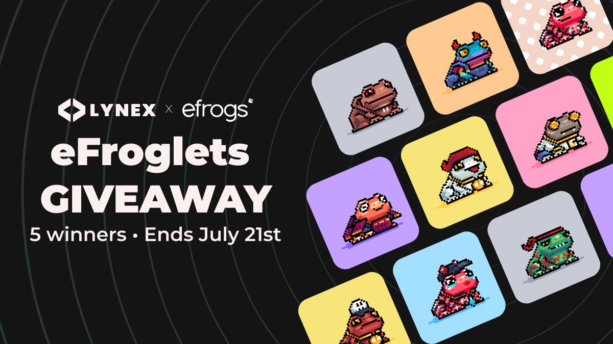 Our friends at <a href="/efrogs_on_linea/">Ethereum Frogs 🐸</a>  recently launched eFroglets on <a href="/LineaBuild/">Linea.eth</a>! 🐸 To celebrate, we’re hosting a croaking giveaway of 5 eFroglets!

Participants must hold:
🔸 $veLYNX
🐸 $CROAK
and comment wallet address, like, retweet, and tag a froggy friend! 🐸✨