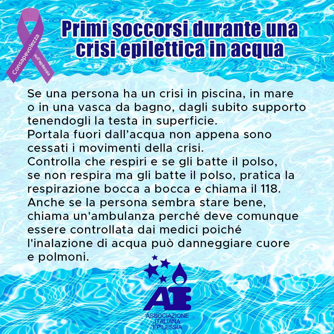 AeOdV's tweet photo. Buon Ferragosto a tutti voi!

Condividiamo importanti indicazioni per prestare i primi soccorsi durante una crisi epilettica in acqua.

#EpilepsyVoices #AIE #Epilessia #primosoccorso
#primosoccorsoepilessia #primosoccorsoinacqua https://t.co/hCetAFiF2S