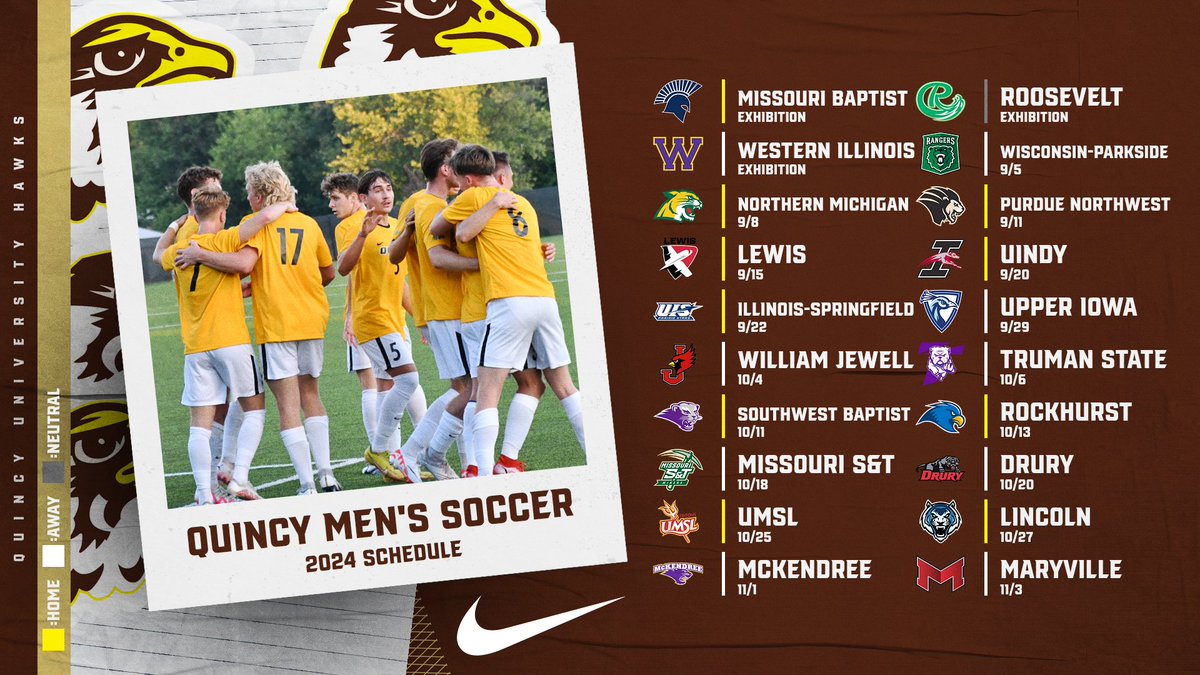 📢SCHEDULE'S OUT📢

<a href="/QUHawksSoccer/">Quincy University Men’s Soccer</a> plays🖐️straight at Legends Stadium in September 😱