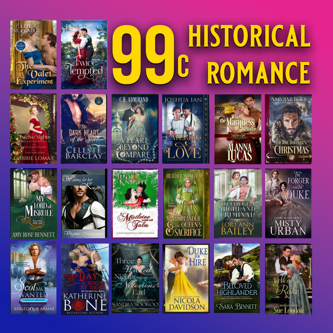 99c Historical romance sale including my book,  A SCOT MOST WANTED. #historicalromance #highlanders #99cents  #ebooks #romancereaders 
Check it out and stock up on the books you're missing!
books.bookfunnel.com/histromJuly202…
