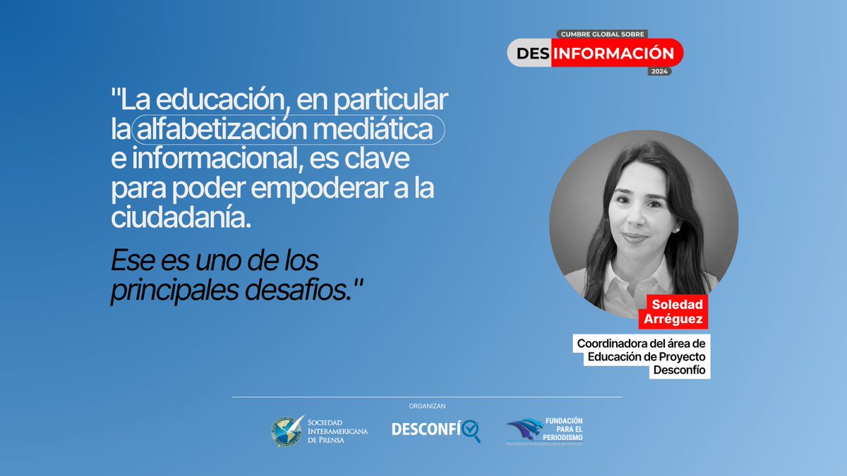 cumbredesinfo's tweet photo. Participamos de la Conferencia Anual sobre la transformación digital de los medios #SIPConnect2024 de @sip_oficial
@sol_arreguez y @AdrianPino22 de @DesconfioA compartieron sus visiones frente a los desafíos de la #desinformacion y la #InteligenciaArtificial
#Cumbredesinfo https://t.co/rAKXEqEQEM