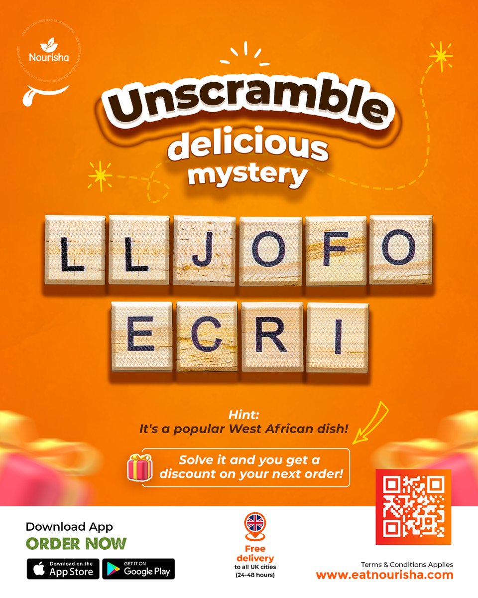eatnourisha's tweet photo. π§ Foodie Brain Teaser Time! π² Can you crack our delicious code?
#AfricanFoodInUK #eatnourisha https://t.co/NK8R10dvlE