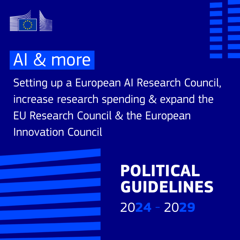 EUScienceInnov's tweet photo. R&amp;I is enshrined in many of the proposals of @vonderleyen for the next five years as president of the @EU_Commission 🇪🇺

From business to climate neutrality, explore below to get more details ↓