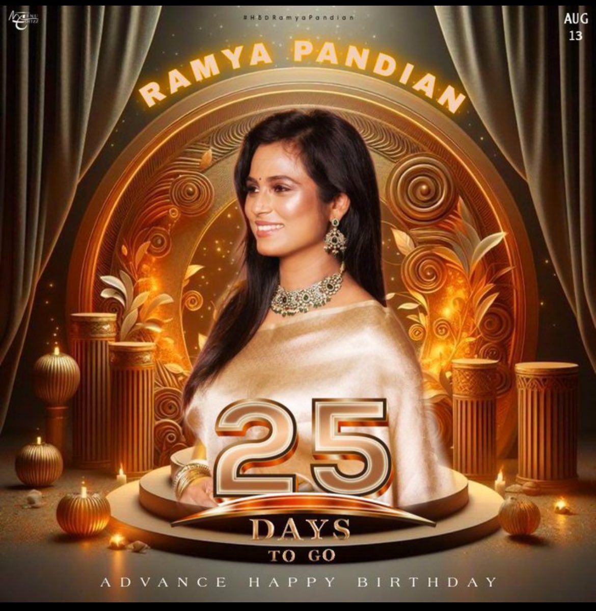 Dhasarath005's tweet photo. Flames may rise, Chaos may settle. True things will remain so &amp; will never fail to guide you to ur goals and thats what she believe...none other than #RamyapPandian 25 days to go For celebration 🎉

#AdvanceHBDRamyaPandian ❤️ https://t.co/h8x3vQiDKl