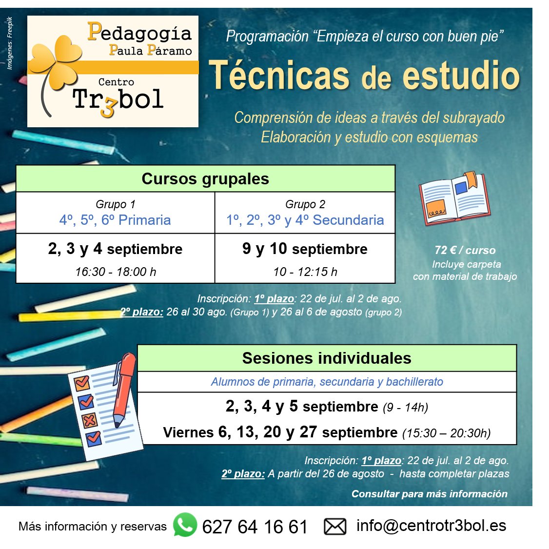 CentroTr3bol's tweet photo. 👉 El primer plazo de inscripción comienza el #lunes 22 de #julio hasta el viernes 2 de agosto ¡No te quedes sin tu #plaza!
Más info 📲627 64 16 61 📧 info@centrotr3bol.es 🖥 https://t.co/zJ6RWM3RRJ

#Pedagogía #Burgos #Educación #ServiciosPedagogicos #TécnicasEstudio #Verano https://t.co/Bkd5rYqzaM