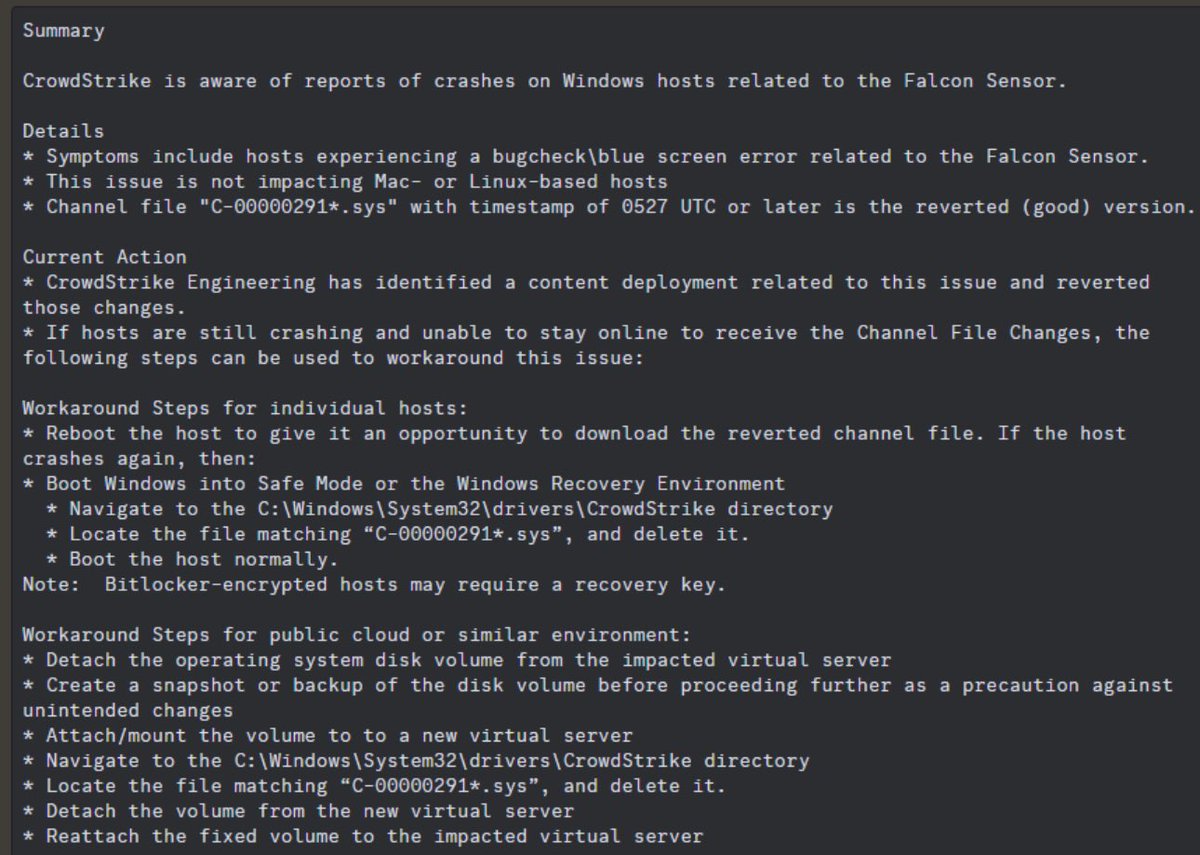ifeanyi_otuonye's tweet photo. CrowdStrike’s workaround to fix Windows BSOD. https://t.co/uLgXle3SOO