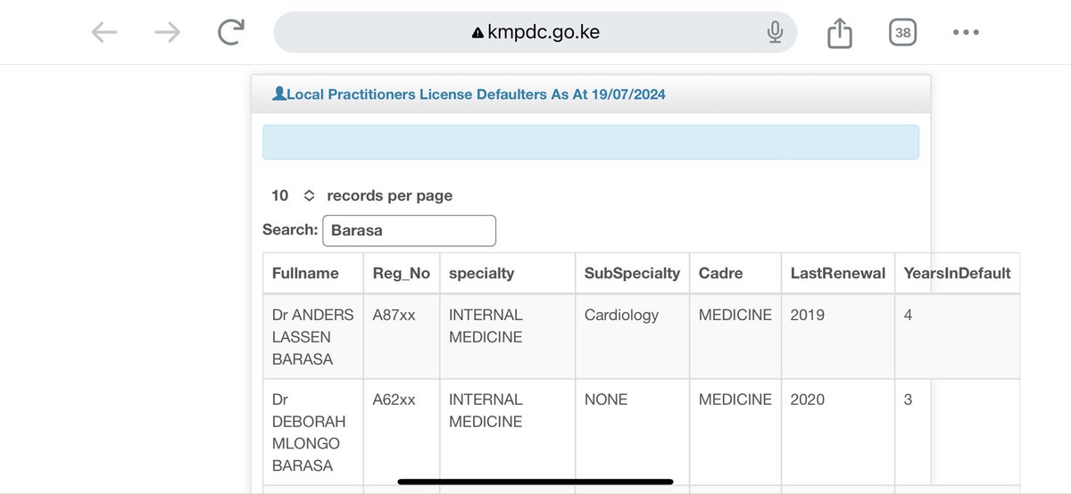 Deborah Mlongo Barasa is Listed as one of the Local Practitioners License DEFAULTERS At 19/07/2024. Now she is the to be Health CS.

Kwani Ruto thinks we are IDIOTS of which level chameni? Tupatane Tuesday 23rd.

#RutoMustGo #March2Parliament Justin Muturi Rebecca Miano Murkomen