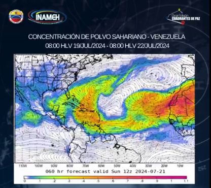 Infocentrolar14's tweet photo. #19Jul #INAMEHInforma Concentración de Polvo Sahariano en Venezuela #VenezuelaObrera https://t.co/KMKg0aWDtp