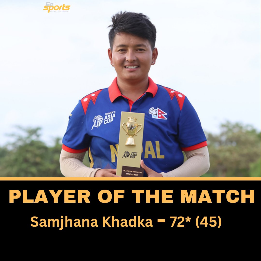PLAYER OF THE MATCH - Samjhana Khadka

On the back of her great knock,🇳🇵 Nepal secured a monumental victory over 🇦🇪 UAE