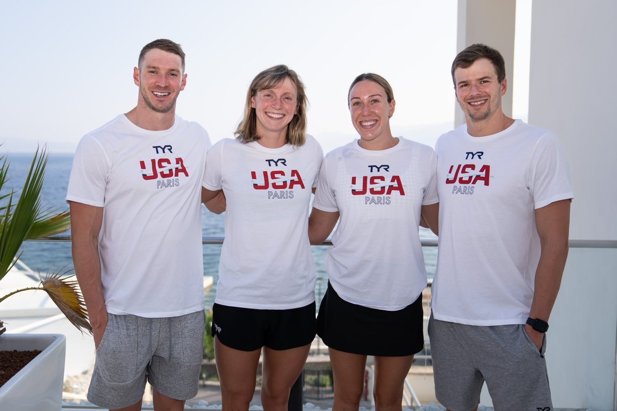 USASwimming's tweet photo. This should be fun 😎 🎧

Next episode of our Kick Set podcast will be with #Paris2024 U.S. Swim Team captains Ryan Murphy, Katie Ledecky, Abbey Weitzeil AND Nic Fink, recorded at team training camp in Croatia. 

What questions should we ask the crew? https://t.co/XKvT30dTOp