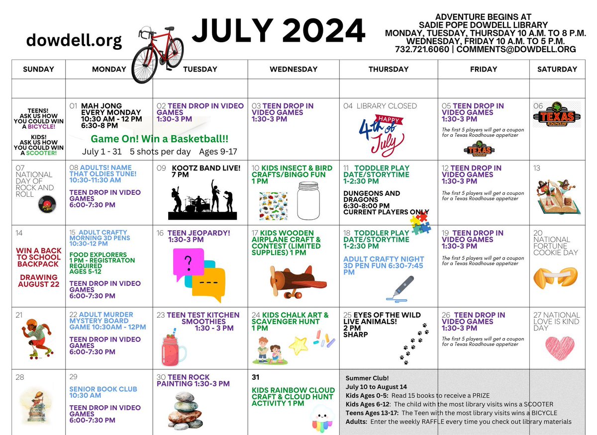 Calendar of Events @ Dowdell #dowdelllibrary #publiclibrary #libraries #libraries #librarylife #librarylove #southamboynj