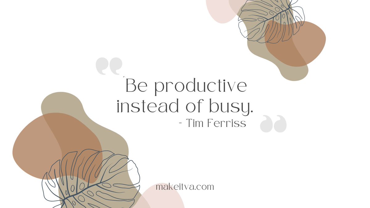 MakeITVA's tweet image. &apos;Be productive instead of busy.&apos; - Tim Ferriss 🌟. How do you turn busyness into productivity? Share your top tips as we wrap up the week! #FridayFocus #ProductivityNotBusy #EfficiencyTips