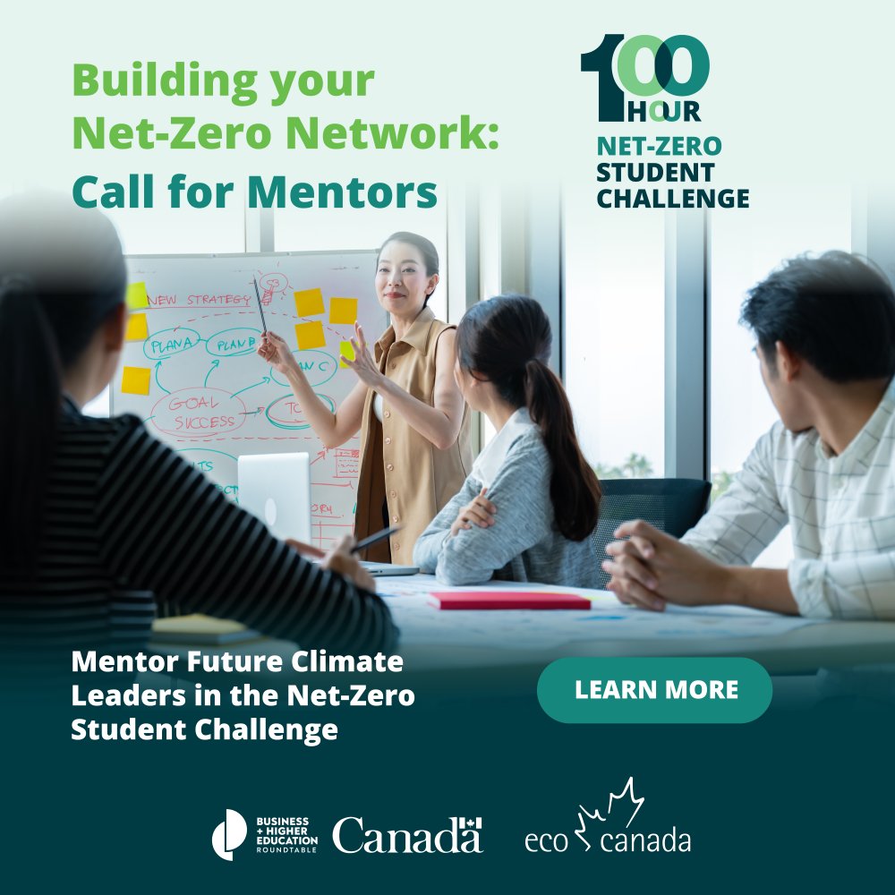 ecocanada's tweet image. Mentor Future Climate Leaders in the Net-Zero Student Challenge from September 13-18!  
Share your experience, provide guidance, and help shape the future of environmental stewardship. 

Sign up here: bit.ly/3ScZG1W 

#NetZeroChallenge #Mentorship #ECOCanada