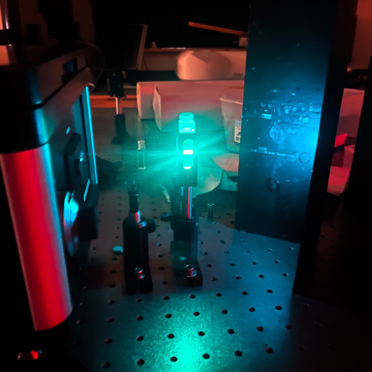 Cesium lead bromide complexes luminescing a a beautiful 510 nm! Complexes this emissive are so fun to work with!