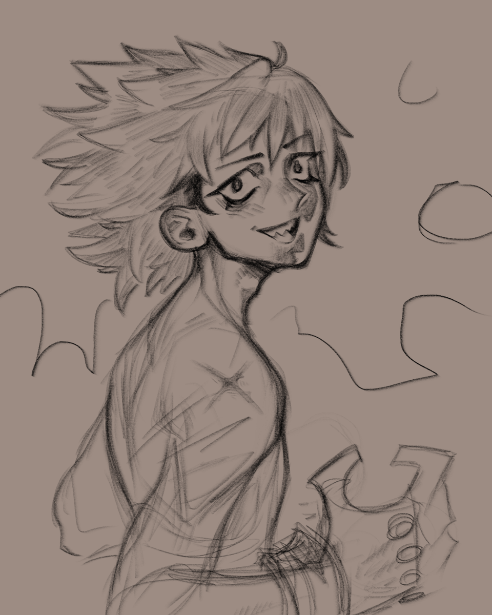 Kiogeki's tweet photo. Just a spikey haired anime dude I sketched a couple o' months ago (I love the default sketchy brushes in krita >_>)
#anime #animu #krita #character #art https://t.co/bZTRmMFGmE