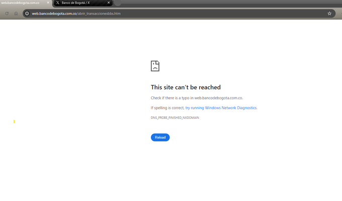 colombiaandy's tweet photo. @BancodeBogota esta fallando el portal corporativo?  Algo que ver con el tema de Microsoft hoy? https://t.co/qBavcdgLR0