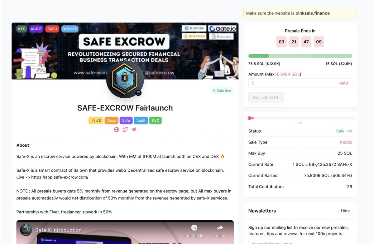 SAFU-EXCROW IS LIVE ON PINKSALE! 🩷

🎁 GIVEAWAY: $20 (48 hours)

1⃣ Follow <a href="/safeexcrow/">SAFE-X</a> &amp; <a href="/CoinsultAudits/">Coinsult - Audits & Development</a>
2⃣ Like + RT this tweet
3⃣ Place a comment 💬

Go check out the full project page of WHITEBUNNY 👇
coinsult.net/projects/white…

Link to the Pinksale page 👇