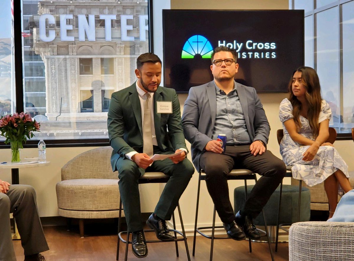 jrenrique_2016's tweet photo. Had the pleasure of speaking at a Holy Cross Ministries event, sharing how their programs supported me from a young age. Excited to discuss our work at @AmericanBIC &amp; the #HeretoWork campaign, leading to @POTUS’s June 18, 2024 announcement. #Immigration #utpol https://t.co/TJvPeeuc0h