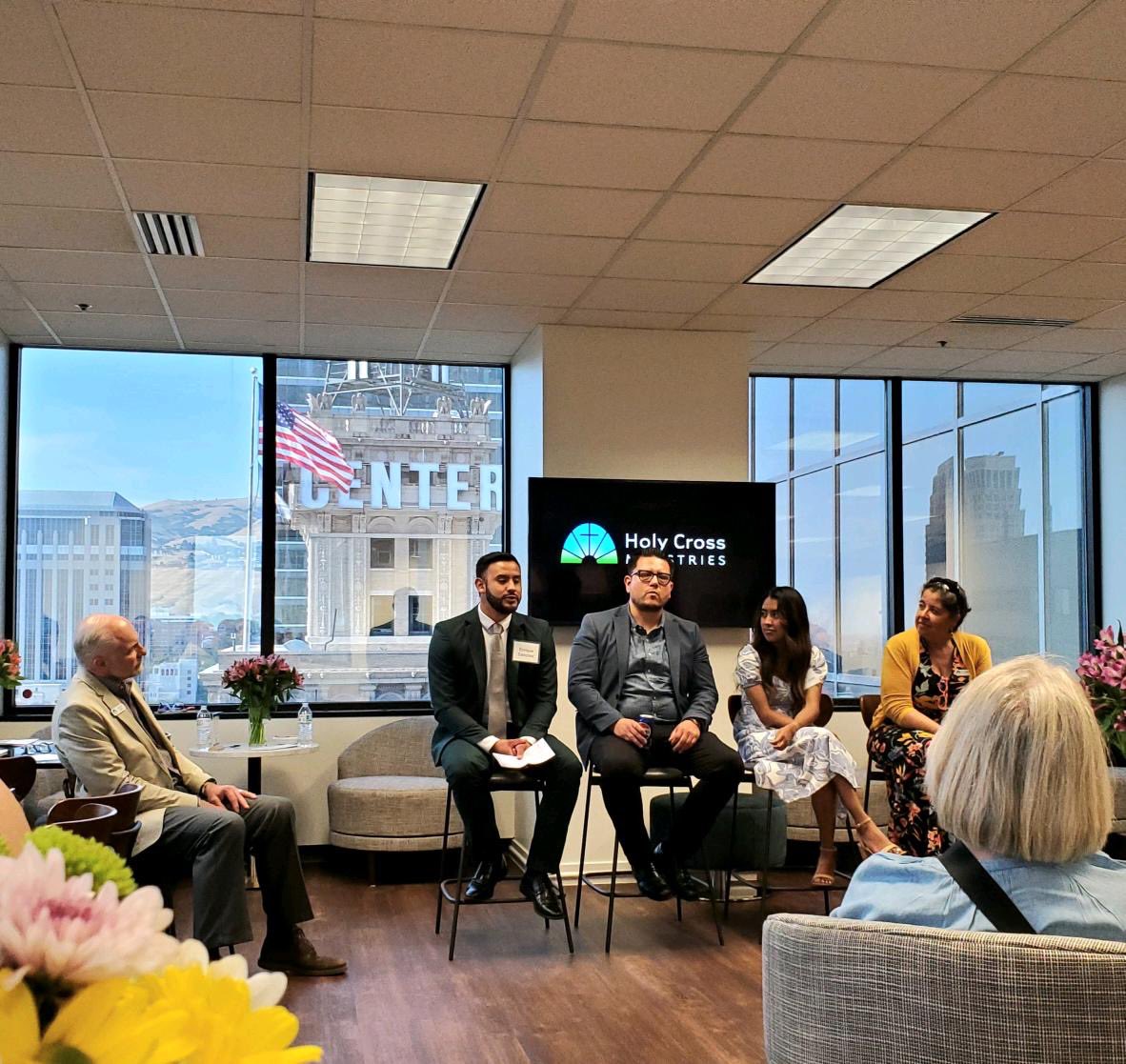 jrenrique_2016's tweet photo. Had the pleasure of speaking at a Holy Cross Ministries event, sharing how their programs supported me from a young age. Excited to discuss our work at @AmericanBIC &amp; the #HeretoWork campaign, leading to @POTUS’s June 18, 2024 announcement. #Immigration #utpol https://t.co/TJvPeeuc0h