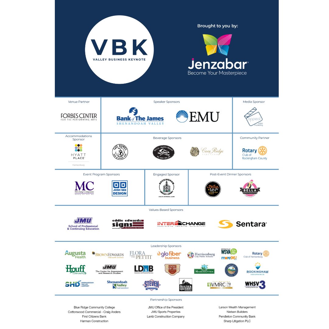 🚀 Thank You to Our Amazing Sponsors! 🚀

As we gear up for this year's Valley Business Keynote, we want to extend our heartfelt gratitude to our incredible sponsors who make this event possible. 

#VBK2024 #BusinessLeadership #Harrisonburg