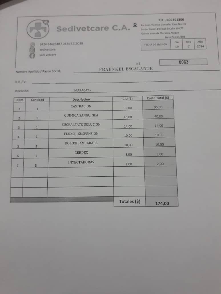 FRAENKELE's tweet photo. La cirugía de RUPERTO tuvo una pequeña variación de precio debido que solicité cambio de pastillas x jarabes y adicional pedí unas inyectadoras...monto x el cual fue cancelado en su totalidad...mil gracias a todos que acudieron al llamado de RUPERTO, Dios los bendiga siempre @sedivetcare 🙏