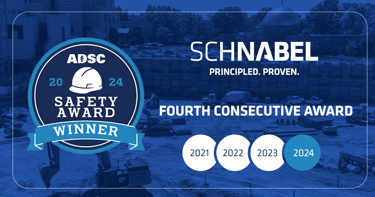 SchnabelGeo's tweet photo. 🎉 Schnabel is excited to share the exciting news that we have won the @ADSC_IAFD  Safety Award for the fourth consecutive year! 🏆 

Thank you to our amazing team for making this possible! 👏

#SafetyFirst #ConstructionSafety #PrincipledProven https://t.co/TkgKnBeLMu