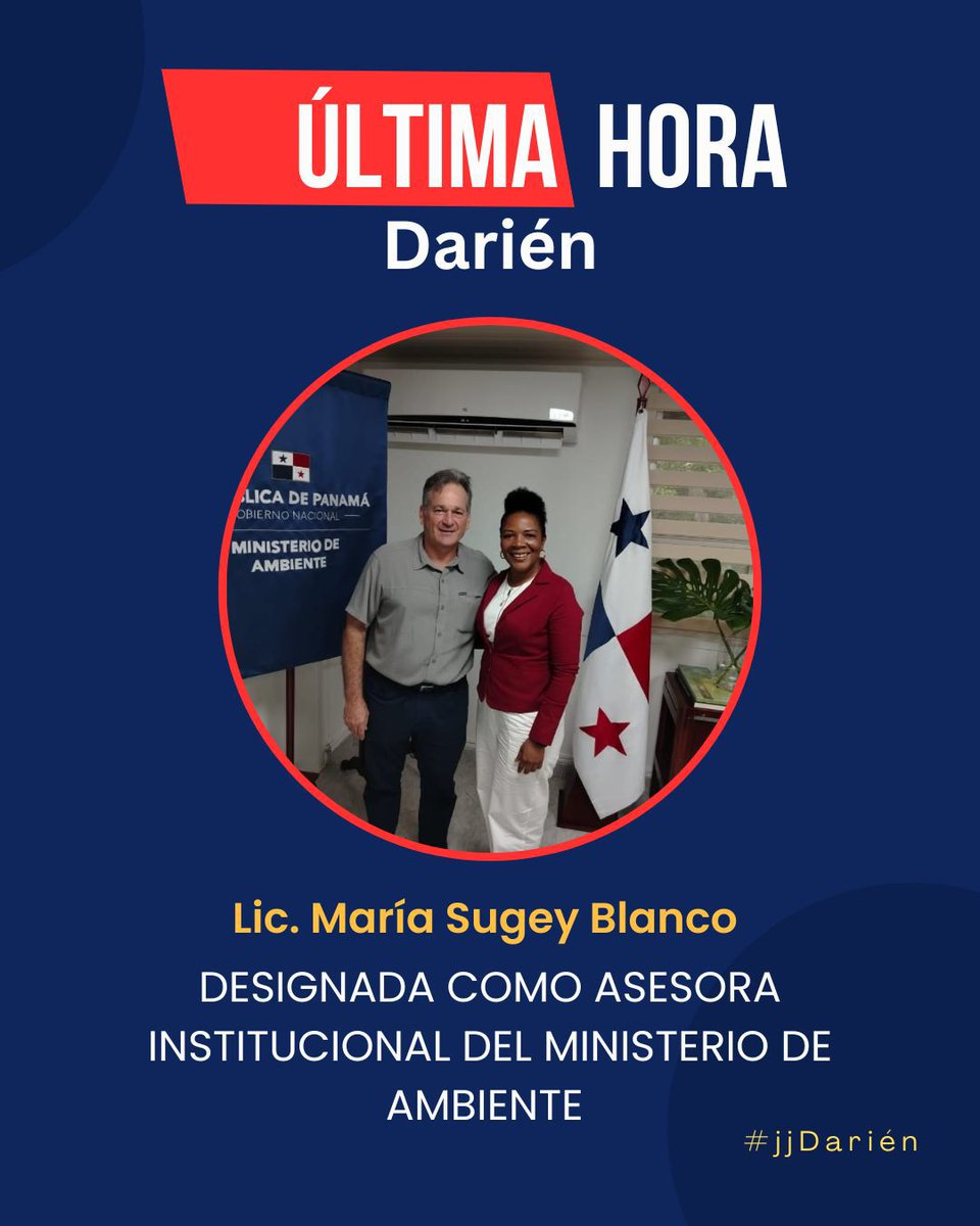 jjdarien's tweet photo. #Sugey Mi Amiga De Toda La Vida.
MARÍA SUGEY BLANCO, Tucuteña de Pura Cepa y digna representante de la mujer negra darienita es designada como Asesora Institucional de @MiAmbientePma
Estamos convencidos que con Sugey @juancanavarro a logrado reclutar una excelente profesional. https://t.co/HpbJi294Cy