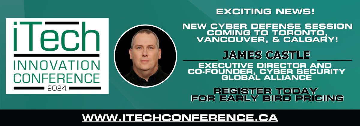 🚨New Cyber Defense Session Announced! 🚨

🌐 Vancouver, BC- November 5,2024
🌐 Calgary, AB - November 7, 2024
🌐 Downtown Toronto, ON- November 19, 2024

 Early Bird Pricing is available until July 30, 2024.

👆ow.ly/lz2f50SGl0i
 #iTECH#iTECH2024 #Tech#Conference#Event