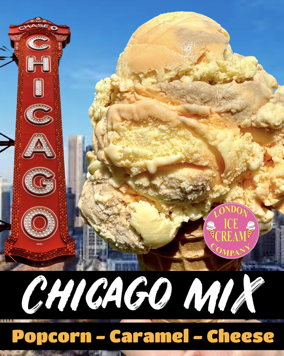 LdnIceCreamCo's tweet photo. Chicago Mix - A hard act to follow. The scene is buttered popcorn, salted caramel and a cheesy character. They all come together to make this one Oscar a treat.
#519London #LDNONT #LDNON #RealDairy. #CanadianDairy #ChicagoMix https://t.co/D6lyOs7Y6g