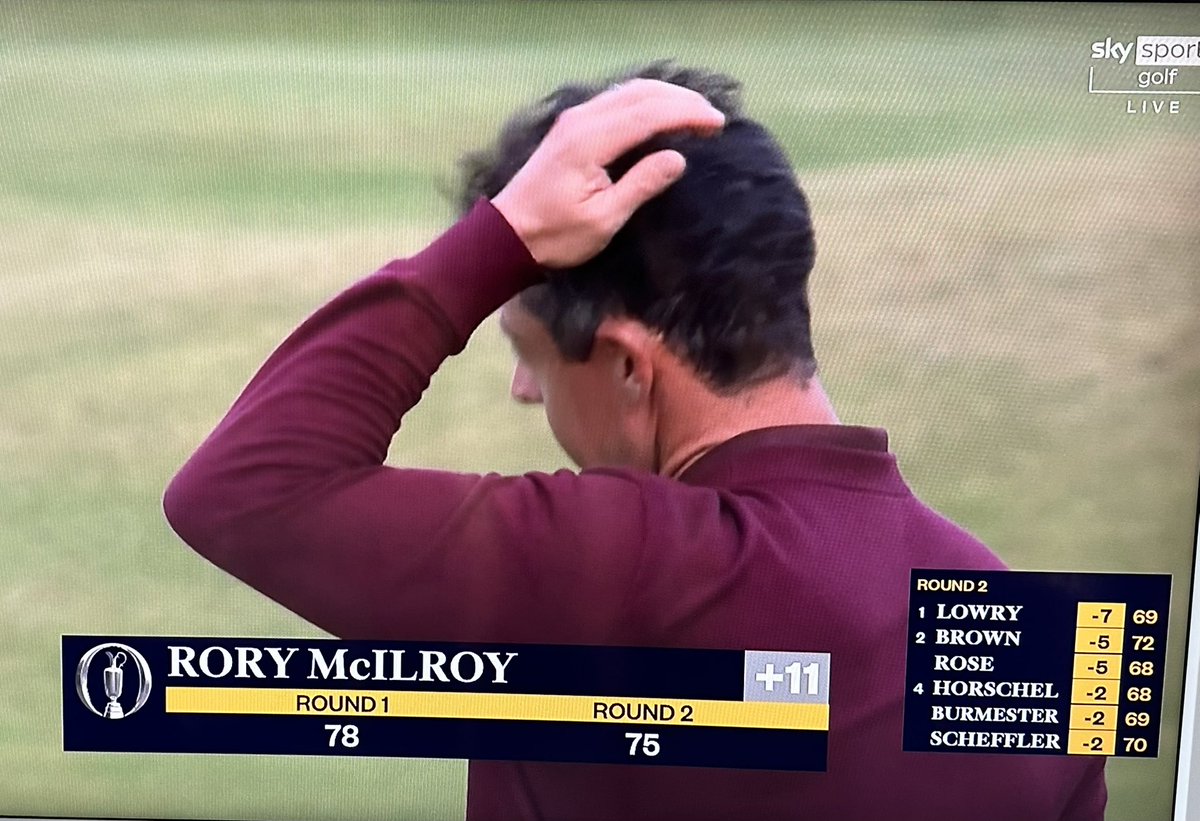 flushingitgolf's tweet photo. Earlier this week, Rory said he felt like “he deserves something” after his recent major heartbreak. He then shot rounds of 78 and 75 to be T125 and missing the cut by 5 shots. It’s tough at the top. https://t.co/bBUeW7obMg