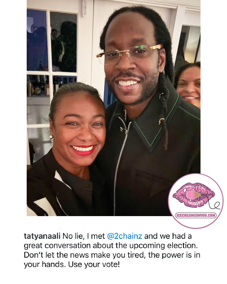 IceCreamConvos's tweet image. #TatyanaAli had a good convo with #2Chainz about the upcoming election. 🇺🇸🖤🍦 #IceCreamConvos
