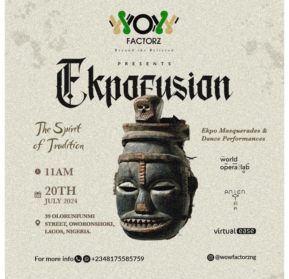 Mrsamworld's tweet photo. Come experience the spirit of tradition with me tomorrow…

And if you wish to have an experience of the procession as well contact 08082863682 or 07042786803 for location, as the procession starts by 10am🫶🏽 https://t.co/53xGHxpAbd