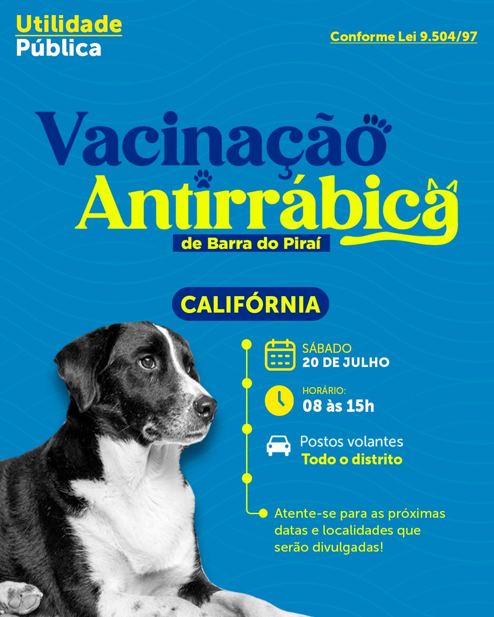 pmbpoficial's tweet photo. Utilidade Pública

A vacinação antirrábica chegou ao distrito da Califórnia. O sábado, 20, será marcado pela imunização dos animais do distrito. Então, se liga na arte, confira o horário e não fique fora dessa. 

A saúde do seu bichinho está nas suas mãos. https://t.co/ICzB5Dhv4q